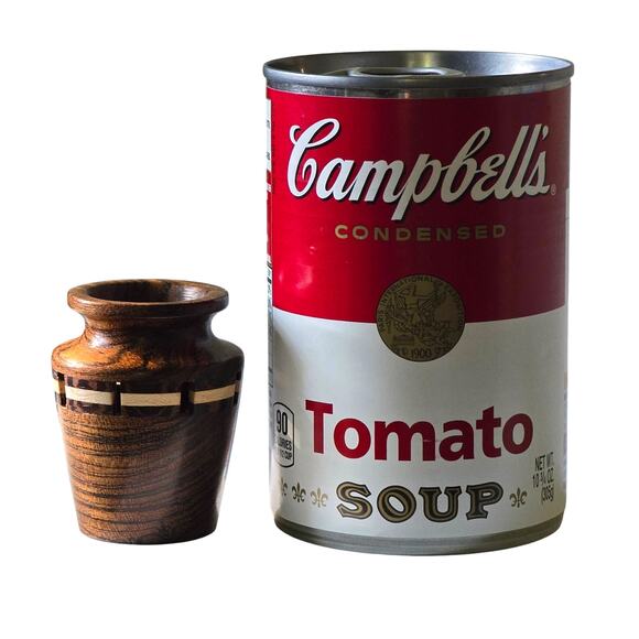 Handmade Toothpick Holder of Marquetry Pieced and Turned Wood - Picture 7 of 8